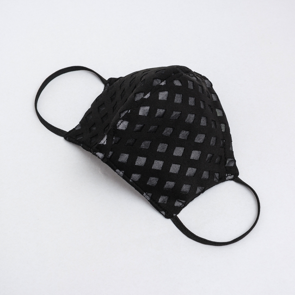 Black Poly & Linen Face Covering